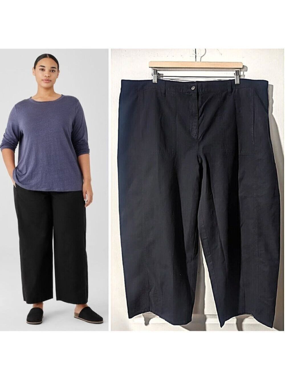 Eileen Fisher | Cotton Hemp Stretch Wide-Leg Pant In Black